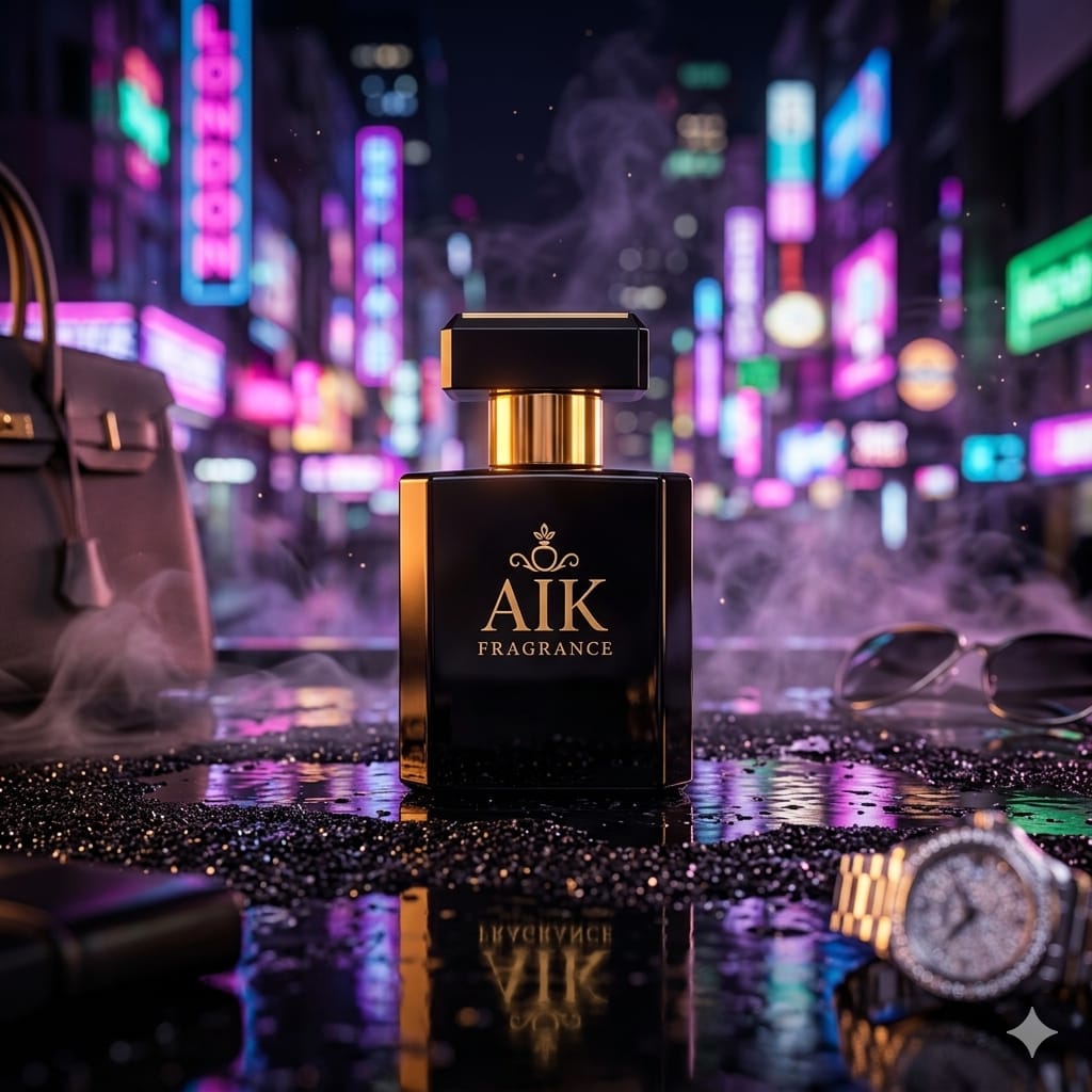 AIK Midnight Bloom Black Opium inspired perfume bottle